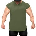 thumbnail image 1 of YUGYXL Men's Bodybuilding Compression Tank Tops Gym Fitness Workout T-Shirts Training Running Cap Sleeve Top Quick Dry Tee Army Green XL, 1 of 8