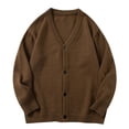 thumbnail image 1 of YUGYXL Men's Button Down Cardigan Sweater Casual V Neck Long Sleeve Fall Winter Outerwear Fashion Oversized Knitted Coats Coffee XL, 1 of 8