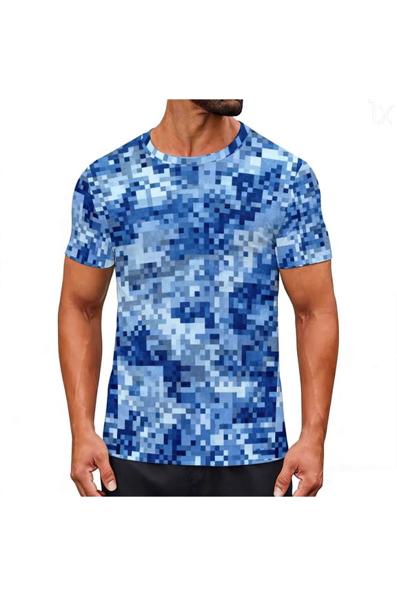 Men's Camo T Shirt Hunting Shirts Short Sleeve Fishing Print Shirt Big and Tall Summer Tops B Camouflage S