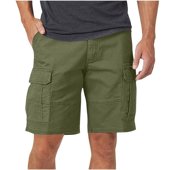 YUGYXL Men's Cargo Shorts Dressy Button Zipper Lightweight Business Shorts Summer Camping Shorts Army Green XXL