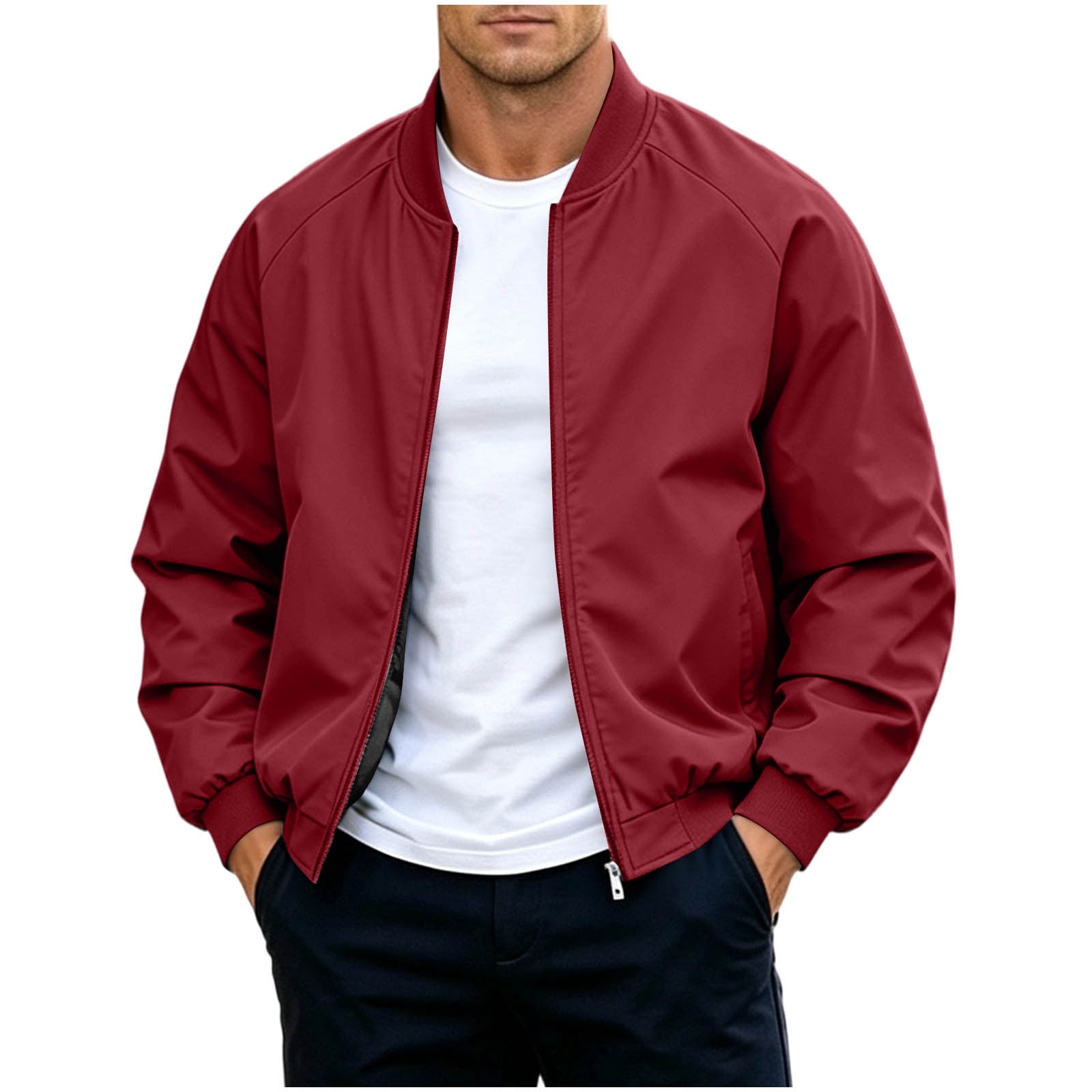 YUGYXL Men's Casual Bomber Jacket Featuring Lightweight Zip Up ...