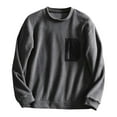thumbnail image 1 of YUGYXL Men's Casual Crewneck Sweatshirts Colorblock Long Sleeve Pullover with Chest Pocket Dark Gray XXXL, 1 of 3