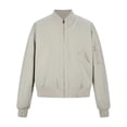 thumbnail image 1 of YUGYXL Men's Classic Stand Collar Bomber Jacket with Pockets Full Zip Lightweight Casual Flight Coat for Daily Streetwear Beige Jacket, 1 of 6