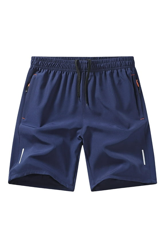 Men's Cooling Polyester Shorts Elastic Waist Drawstring Cool and Smooth Shorts Quick Dry Comfy Sport Shorts with Zipper Pockets Blue S