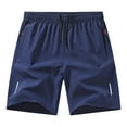 thumbnail image 1 of YUGYXL Men's Cooling Polyester Shorts Elastic Waist Drawstring Cool and Smooth Shorts Quick Dry Comfy Sport Shorts with Zipper Pockets Blue XL, 1 of 2