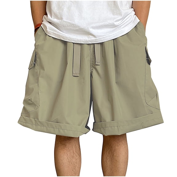 YUGYXL Men's Cotton Shorts Stretch Waist Drawstring Cargo Shorts Outdoor Comfy Hiking Short Pants Training Shorts Mint Green M