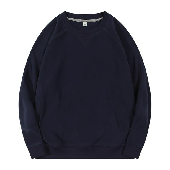 YUGYXL Men's Crew Neck Sweatshirt Solid Color Raglan Long Sleeve Pullover Tops Loose Casual Daily Streetwear Outfit Navy XL