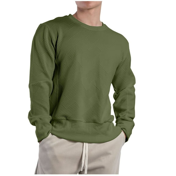 YUGYXL Men's Crewneck Sweatshirt Casual Long Sleeve Geometric Texture Sweatshirts Fashion Pullover Shirts Army Green XXL