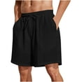 thumbnail image 1 of YUGYXL Men's Drawstring Beach Shorts Breathable Comfy Wide Leg Shorts Elastic Waist Classic Fit Holiday Shorts Black L, 1 of 7