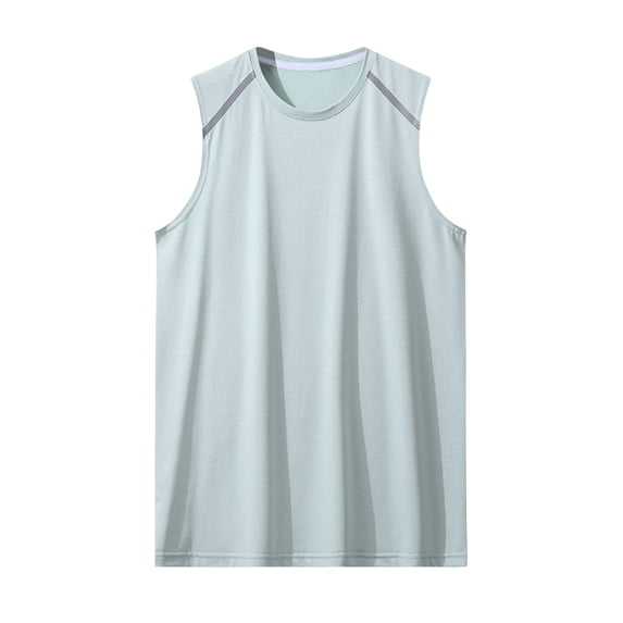 YUGYXL Men's Fashion Solid Color Tank Top Quick Dry Summer Workout Muscle Sleeveless Shirts for Swim Beach Bodybuilding Mint Green M