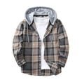 thumbnail image 1 of YUGYXL Men's Flannel Hoodie Shirts Casual Button Down Plaid Shirt Jackets for Men Long Sleeve Stylish Hooded with Pocket Gray Jacket, 1 of 9