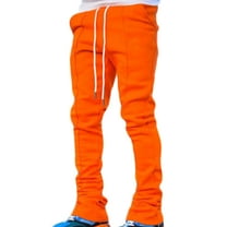 YUGYXL Men's Flared Sweatpants Vintage Bell Bottom Long Pants Drawstring Stretch Waist Breathable Running Pants Orange L
