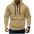 thumbnail image 1 of YUGYXL Men's Fleece Workout Athletic Pullover Hoodie Long Sleeve Basic Quarter Zip Pullover Sweatshirt with Kanga Pocket Khaki XXXL, 1 of 8