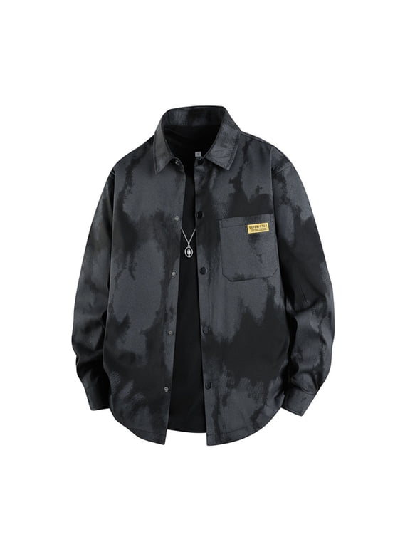 Men's Funny Printed Sport Coat Daily Casual Button Down Work Jacket Lapel Long Sleeve Outdoor Streetwear Black Jackets