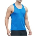 thumbnail image 1 of YUGYXL Men's Hollow Out Mesh Tank Top Sleeveless T Shirt Vest Breathable Quick-Dry Sports Running Fitness Gym Fishnet Tops Blue M, 1 of 6