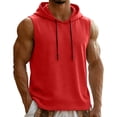 thumbnail image 1 of YUGYXL Men's Hooded Top Drawstring High Low Hem Tank Top Bodybuilding Muscle Cut Off T-Shirt Red S, 1 of 8