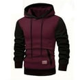 thumbnail image 1 of YUGYXL Men's Hoodies Color Block Athletic Workout Gym Hoodie Long Sleeve Pullover Hooded Sweatshirts Wine XL, 1 of 5