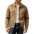 thumbnail image 1 of YUGYXL Men's Lapel Button down Casual Jackets Loose Fashion Fall Jackets | Breathable Stretch Slim Fit Trucker Khaki Jackets, 1 of 5