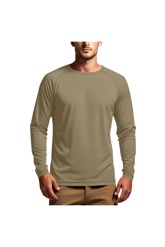 Men's Long Sleeve Shirts UPF 50+ UV Sun Protection Athletic Shirts for Hiking Running Workout Pullover Army Green M