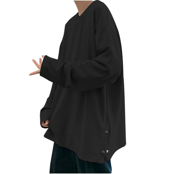 YUGYXL Men's Loose Oversized Crewneck T-Shirts Short Sleeve Casual Hip Hop Tee Shirt Plain Athletic T-Shirt Black XL