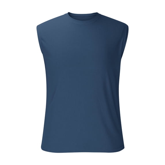 YUGYXL Men's Loose Tank Tops Quick Dry Sleeveless Workout Muscle Shirt Athletic Bodybuilding Gym Performance Tee T-Shirts Navy XXXXL