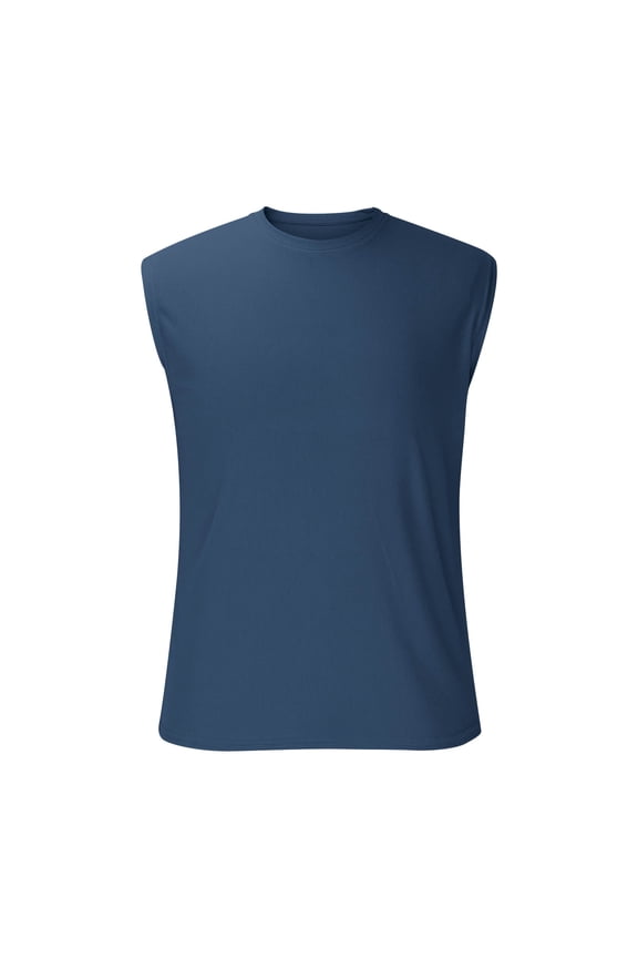 Men's Loose Tank Tops Quick Dry Sleeveless Workout Muscle Shirt Athletic Bodybuilding Gym Performance Tee T-Shirts Navy XXXXL