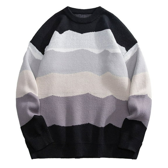 YUGYXL Men's Plus Size Sweater Long Sleeve Knit Sweaters Casual Oversized Sweater Pullover Black L