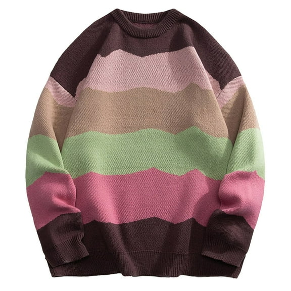 YUGYXL Men's Plus Size Sweater Long Sleeve Knit Sweaters Casual Oversized Sweater Pullover Coffee XXXXL