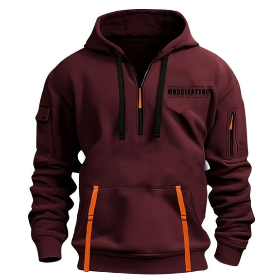 YUGYXL Men's Quarter Zipper Sherpa Sweatshirts Thermal Warm Sweater 1/4 Zip Stand Collar Cowboy Print Tactical Jacket White XL