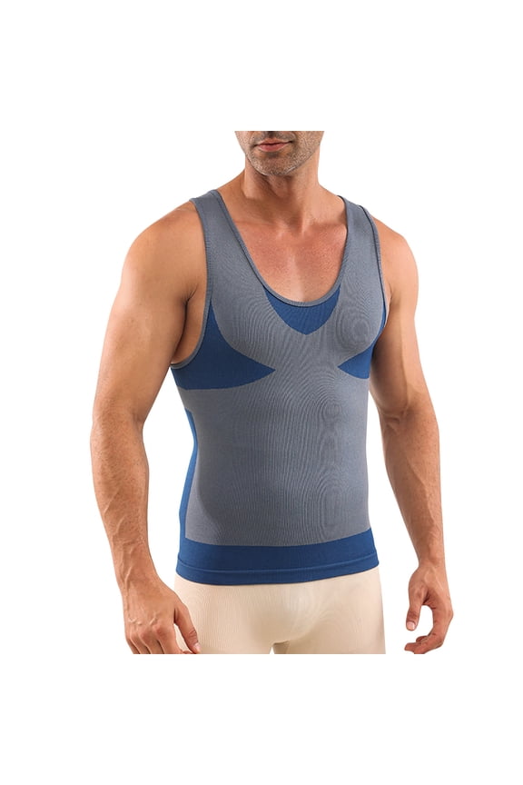 Men's Shapewear Vest Tummy Control Slimming Body Shaper Shirts Slim Fit Compression Base Layer Muscle Tank Tops Navy XL