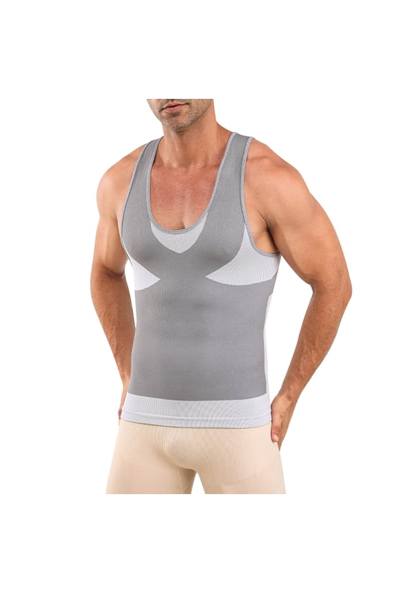 Men's Shapewear Vest Tummy Control Slimming Body Shaper Shirts Slim Fit Compression Base Layer Muscle Tank Tops White XL