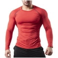 thumbnail image 1 of YUGYXL Men's Shirt Long Sleeve Athletic Workout T-Shirts Top Active Sport Baselayer Undershirt Gear Shirt Dry Fit Red XXXL, 1 of 6