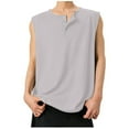 thumbnail image 1 of YUGYXL Men's Summer Casual Tank Top Crew Neck Sleeveless Half Button Tanks Henley Shirts Casual Tank T-Shirt Undershirt Gray XXXL, 1 of 5