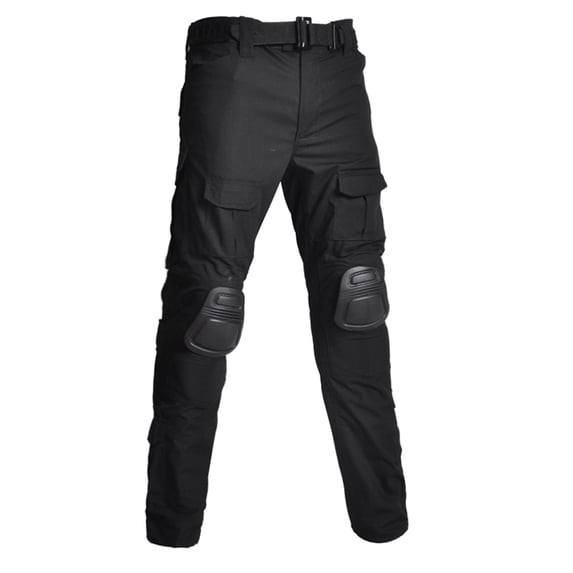YUGYXL Men's Tactical Pants with Knee Pads Big and Tall Waterproof Functional Combat Pants Cargo Pants No Belt Black XXL