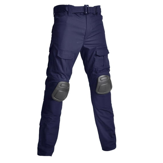 YUGYXL Men's Tactical Pants with Knee Pads Big and Tall Waterproof Functional Combat Pants Cargo Pants No Belt Blue S