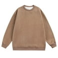 thumbnail image 1 of YUGYXL Men's Vintage Suede Crewneck Sweatshirt Stylish Fall Winter Loose Long Sleeve Pullover Workout Tee Tops Coffee XXXL, 1 of 2