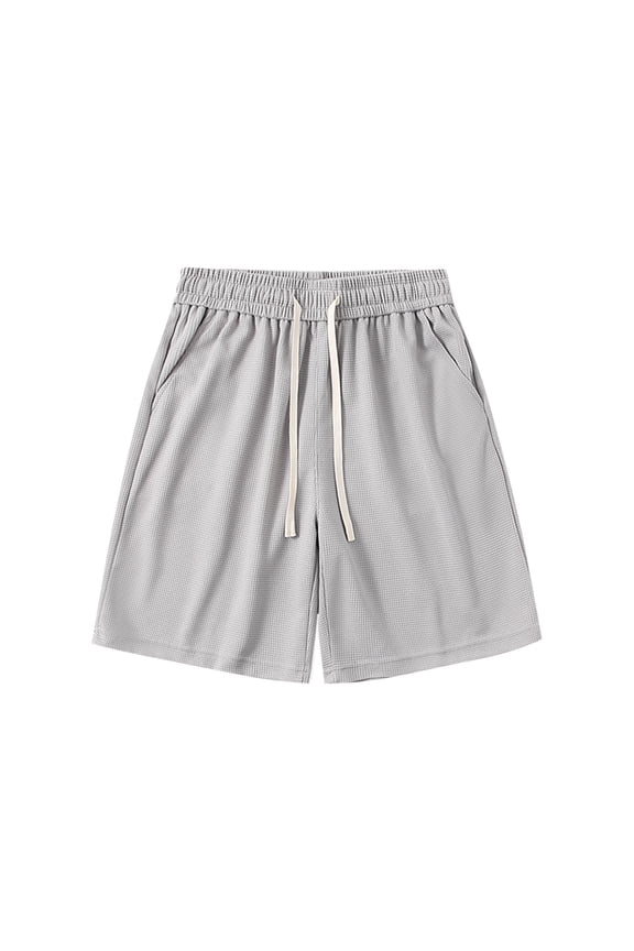 Men's Waffle Shorts Big and Tall Baggy Straight Shorts Elastic Waist Drawstring Lightweight Travel Shorts Dark Gray L