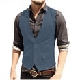 thumbnail image 1 of YUGYXL Men's Western Vest Vintage Classic Work Suit Vests Retro Slim Fit Prom Waistcoats Blue XL, 1 of 7