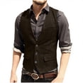 thumbnail image 1 of YUGYXL Men's Western Vest Vintage Classic Work Suit Vests Retro Slim Fit Prom Waistcoats Coffee M, 1 of 7