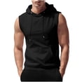 thumbnail image 1 of YUGYXL Men's Workout Hooded Tank Tops Bodybuilding Muscle Cut Off T Shirt Sleeveless Gym Hoodies Casual Solid Color Shirts Black L, 1 of 8