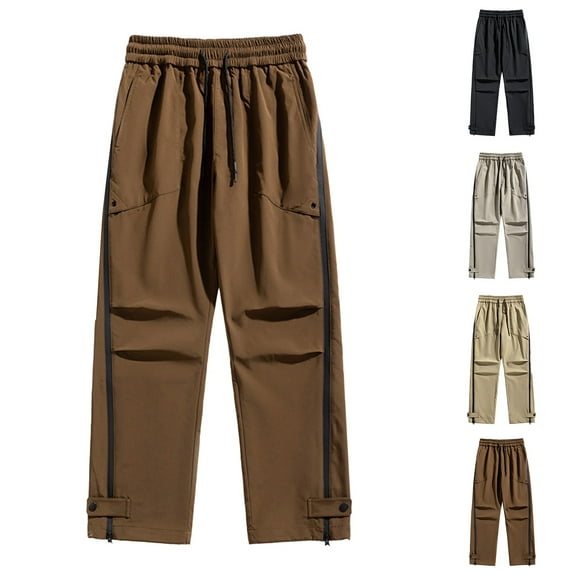 YUGYXL Mens Big and Tall Workout Pants Side Zipper Drawstring Elastic Waist Straight Pants Gym Sport Pants