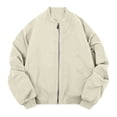 thumbnail image 1 of YUGYXL Mens Bomber Jacket Men's Lightweight Cotton Flight Bomber Jacket Casual Windbreaker Outfits Trendy Beige Jackets, 1 of 8
