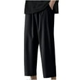 thumbnail image 1 of YUGYXL Mens Cooling Polyester Straight Pant Plus Size Loose Wide Leg Beach Pants Lightweight and Silky Summer Trousers Black M, 1 of 5