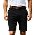 thumbnail image 1 of YUGYXL Mens Cotton Business Shorts Lightweight Comfy Office Shorts 2025 Summer Travel Shorts No Belt Black L, 1 of 4