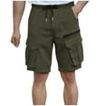 thumbnail image 1 of YUGYXL Mens Cotton Cargo Shorts Drawstring Stretch Waist Hiking Shorts with Zipper Pockets Going Out Training Shorts Golf Shorts Army Green XXL, 1 of 3