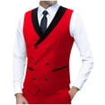 thumbnail image 1 of YUGYXL Mens Double Breasted Suit Vest Stylish Color Block Slim Fit Formal Business Dress Waistcoat for Tuxedo Prom Wedding Red S, 1 of 3