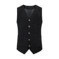thumbnail image 1 of YUGYXL Mens Dress Suits Vest Casual Business Office Button Down Suit Vest Slim Fit Sleeveless Formal Prom Party Waistcoat Black S, 1 of 9