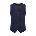 thumbnail image 1 of YUGYXL Mens Dress Suits Vest Casual Business Office Button Down Suit Vest Slim Fit Sleeveless Formal Prom Party Waistcoat Navy M, 1 of 8