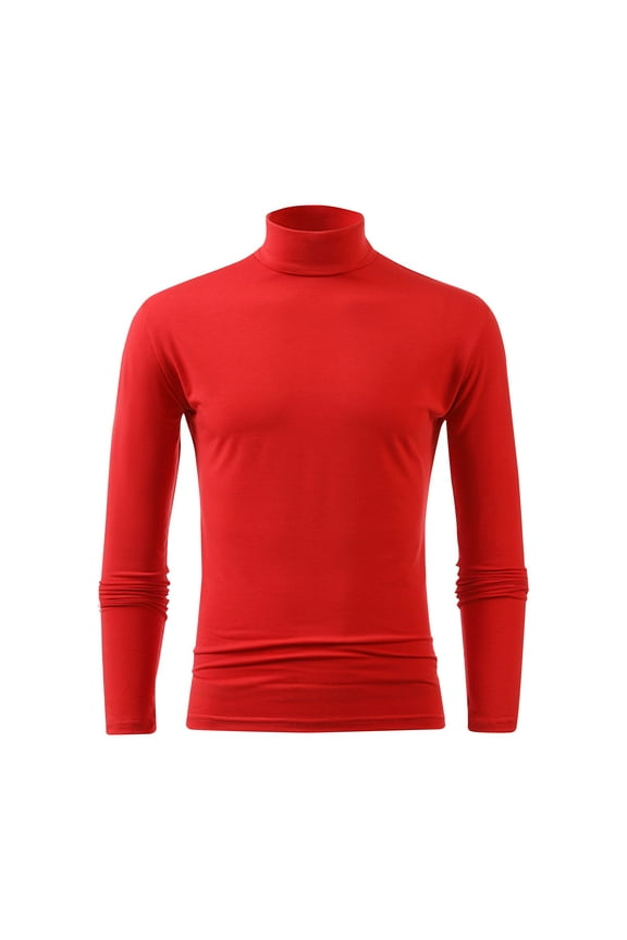 Mens Mock Neck Base Layer Compression Thermal Lined Tops Long Sleeve Pullover Solid Sweatshirts Apparel Clothes Red XL