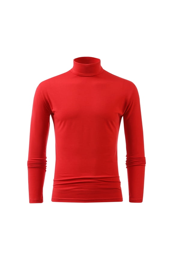 Mens Mock Neck Base Layer Compression Thermal Lined Tops Long Sleeve Pullover Solid Sweatshirts Apparel Clothes Red XXL